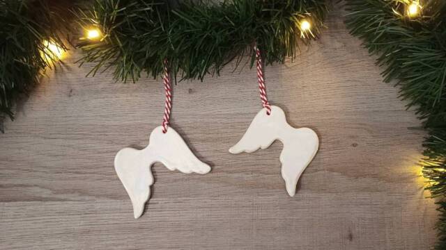 Ceramic Angel Wing Decoration - Pearlescent Glaze Christmas Decorations