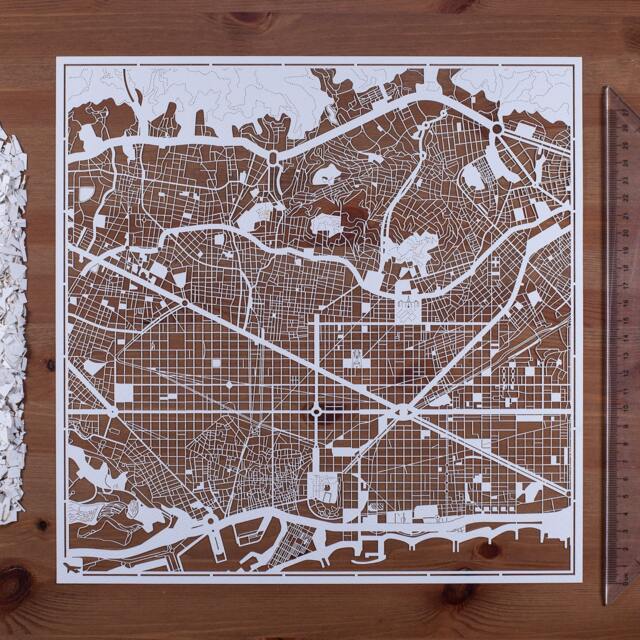 Paper Cut Map Barcelona, 12??12 In. Art Ideal Gifts - image 1
