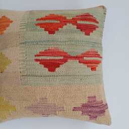 Afghan Handmade Cushion Cover, Decorative Throw Pillow, Kilim Rug Cover 16''x16''/40x40 cm - thumbnail 2
