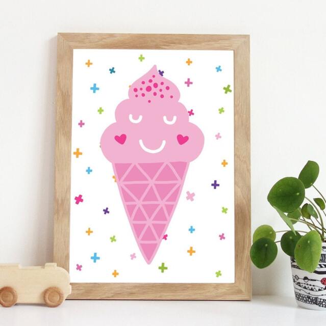 Nursery Prints, Rainbow Decor, Playroom Icecream, Colourful Wall Art, Girls Popsicle Art - image 1