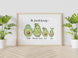 Cute Personalised Avocado Family Print, Gift, Mother, Mum, Daughter, Son, Birthday, Avocado, Love, Bump, Pregnancy - thumbnail 1