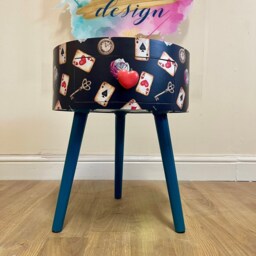 Black & Red Bedside Table , Alice in Wonderland Inspired Nightstand, Queen Of Hearts Design Black White . Tarot Cards Side - thumbnail 3
