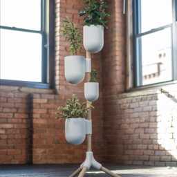 The Ira Rail Tripod Vertical Planter Free-standing System - Renter Friendly - - Including Pine Dowel - thumbnail 3