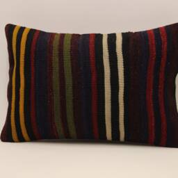Vintage Turkish Kilim Pillow Cover, Boho Throw Cushion - 14x20 In - thumbnail 2