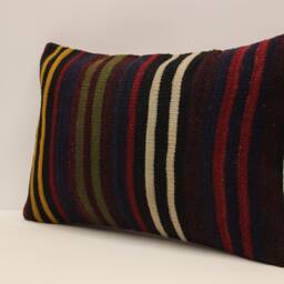 Vintage Turkish Kilim Pillow Cover, Boho Throw Cushion - 14x20 In - thumbnail 3