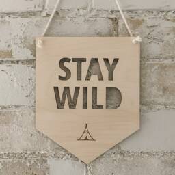 stay Wild Wall Hanging - Nursery/Play Room Decor Wooden Bunting Flag Laser Engraved UK - thumbnail 2