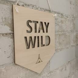 stay Wild Wall Hanging - Nursery/Play Room Decor Wooden Bunting Flag Laser Engraved UK - thumbnail 3