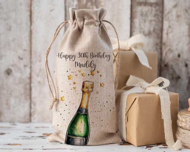 Personalised Bottle Bag, Birthday Girls Gift, Wine Bottle 18Th 21st 30Th 40Th 50Th 60Th Birthday, Friend - image 1