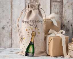 Personalised Bottle Bag, Birthday Girls Gift, Wine Bottle 18Th 21st 30Th 40Th 50Th 60Th Birthday, Friend - thumbnail 1
