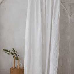 White Linen Pencil Pleat Curtain - Black Striped Drapery Panel Custom Fit For Kitchen, Bedroom, Living Room Made-To-Order Curtain - thumbnail 3