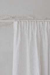 White Linen Pencil Pleat Curtain - Black Striped Drapery Panel Custom Fit For Kitchen, Bedroom, Living Room Made-To-Order Curtain - thumbnail 1