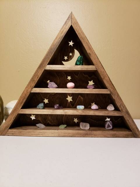 Zen Babe, 14 in Starry Night Triangle Shelf, Crystal Shelf, Display Wooden Essential Oil Or Triangle Shelf - image 1