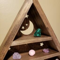 Zen Babe, 14 in Starry Night Triangle Shelf, Crystal Shelf, Display Wooden Essential Oil Or Triangle Shelf - thumbnail 2