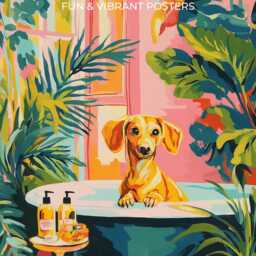 Dachshund Bathroom Wall Art Funny Matisse Style Dog Print Christmas Gift For Lovers Sausage Poster Pet Home Decor - thumbnail 3