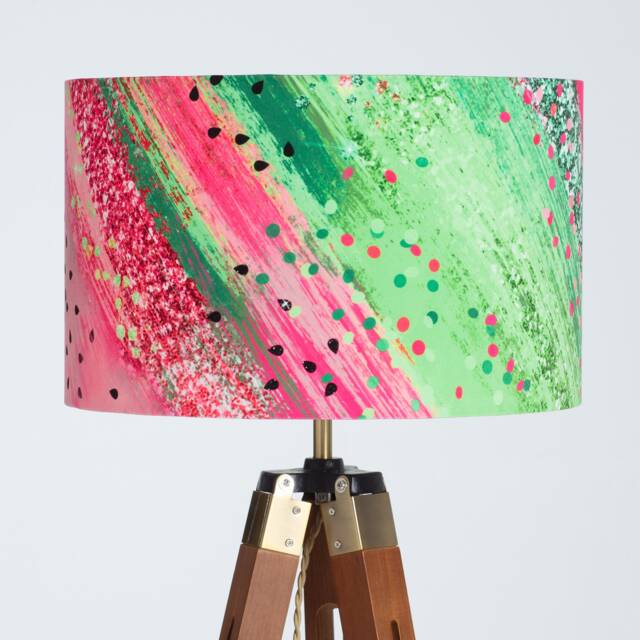 Lampshade Watermelon Sugar Velvet - Drum Lamp Shade 25cm 30cm 35cm 40cm 45cm Pink Green Fruit Tropical Table Lamp Shade, Ceiling - image 1