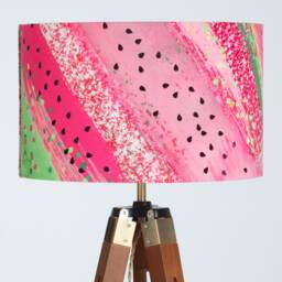 Lampshade Watermelon Sugar Velvet - Drum Lamp Shade 25cm 30cm 35cm 40cm 45cm Pink Green Fruit Tropical Table Lamp Shade, Ceiling - thumbnail 2