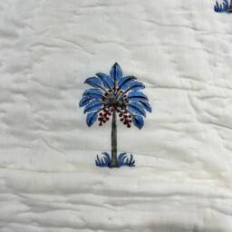 Hand Block Print Cotton Quilt Stitched Indian Bedding - thumbnail 2