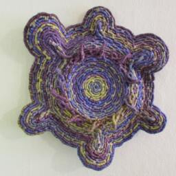 Cosmic Turtle Original Design Coiled Jute Fiber Wall Hanging - Shades Of Blue, Green, Black - Made With Wool-Free Yarn - thumbnail 4