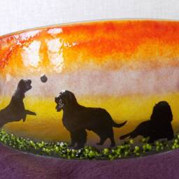 Fused Glass Springer Spaniel Tea Light Shade - Curved Candle Holder - thumbnail 4