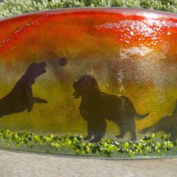 Fused Glass Springer Spaniel Tea Light Shade - Curved Candle Holder - thumbnail 2