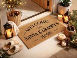 Custom Arched Welcome Mat - Nanna Grampy's Home Elegant Serif Entryway Decor - thumbnail 1