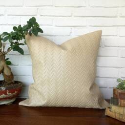 Wicker Mesh Faux Leather Pillow Cover - Modern Scandinavian Decor - thumbnail 2