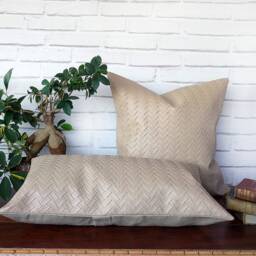 Wicker Mesh Faux Leather Pillow Cover - Modern Scandinavian Decor - thumbnail 4