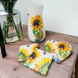 Sunflower Gift Set, Vase, Wall Art, Coasters, Themed Home Decor, For Lovers - thumbnail 1
