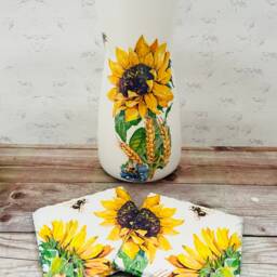 Sunflower Gift Set, Vase, Wall Art, Coasters, Themed Home Decor, For Lovers - thumbnail 3