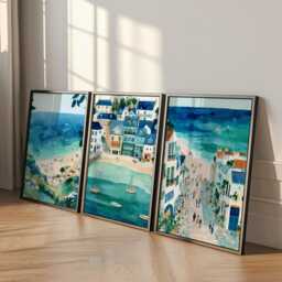 Set Of 3 St Ives Posters, Cornwall Coastal Wall Art, Seaside Print Set, Beach Decor, Modern Travel Artwork, British Landscape - thumbnail 3