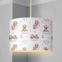 Lampshade - Nursery Ceiling Or Table Lampshade, Bears in Clouds Brown, Childrens Room Lampshade Cute Unisex Bear Decor - thumbnail 1