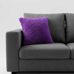 Super Soft Purple Faux Fur Teddy Bear Cushion Cover 40x40cm/16x16 - Decorative Sofa Decor Hidden Zip - thumbnail 4
