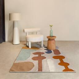 Color Block Flatwoven Wool Kilim Area Rug - Burnt Orange Beige Green Living Room Bedroom Kids Office 2x3 4x6 6x9 8x10 Modern Aesthetic