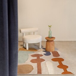 Color Block Flatwoven Wool Kilim Area Rug - Burnt Orange Beige Green Living Room Bedroom Kids Office 2x3 4x6 6x9 8x10 Modern Aesthetic - thumbnail 4