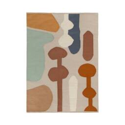 Color Block Flatwoven Wool Kilim Area Rug - Burnt Orange Beige Green Living Room Bedroom Kids Office 2x3 4x6 6x9 8x10 Modern Aesthetic - thumbnail 2