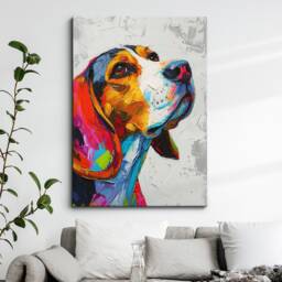 Beagle Fun Animal Dog Pet Lover Abstract Oil Painting Wall Art Framed Canvas Poster Print Home Kitchen Living Room Decor Gifts - thumbnail 1