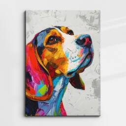 Beagle Fun Animal Dog Pet Lover Abstract Oil Painting Wall Art Framed Canvas Poster Print Home Kitchen Living Room Decor Gifts - thumbnail 3