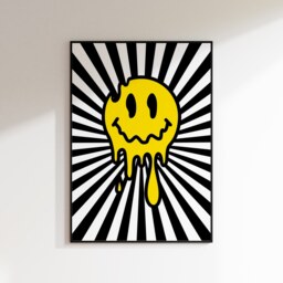 Drippy Acid Face Print - 90's Raving Music Poster Wall Art A5 A4 A3 House Bold Typographic Quote Decor - thumbnail 1