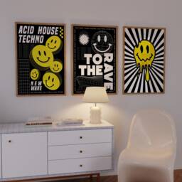 Drippy Acid Face Print - 90's Raving Music Poster Wall Art A5 A4 A3 House Bold Typographic Quote Decor - thumbnail 2
