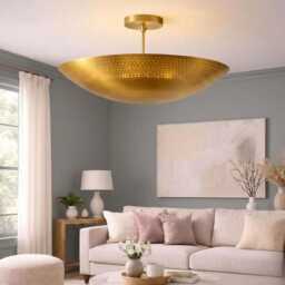 Mid Century Modern Ceiling Light, Minimalist Handmade Brass Dome Pendant Chandelier, Kitchen Island Lighting Home Decor - thumbnail 2