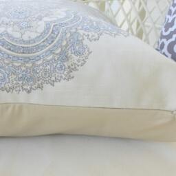 Grey & White Medallion Throw Pillow, Ronnie Gold Designer Fabric - thumbnail 3