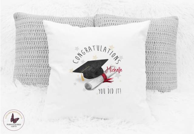 Personalised Graduation Cushion, Class Of 2022, University Gifts, Graduate Gift For Her & Him, Congratulations Ideas, Well Done - image 1
