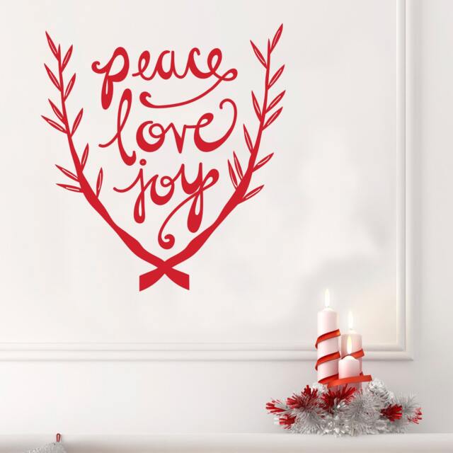 Peace Love Joy Branches Holiday Quote -Wall Decal Custom Vinyl Art Stickers - image 1
