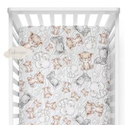 Safari Cot-Bed-Fitted-Sheet-100% Cotton, Jungle Friends, 60 X 120 cm , 70 140 cm, Ikea Bed - 80 130 - thumbnail 3