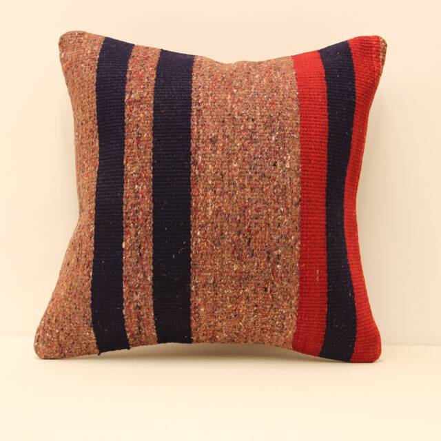 striped Kilim Pillow, 18x18 Inch(45x45 cm Sofa Turkish Kilim Pillowcover, Chair Small Oblong Cushioncover Tribal Pillow, 4Kbf-126 - image 1