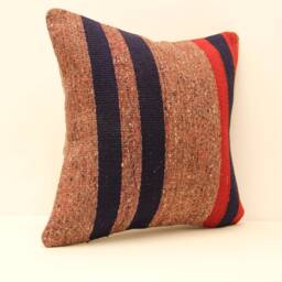 striped Kilim Pillow, 18x18 Inch(45x45 cm Sofa Turkish Kilim Pillowcover, Chair Small Oblong Cushioncover Tribal Pillow, 4Kbf-126 - thumbnail 2