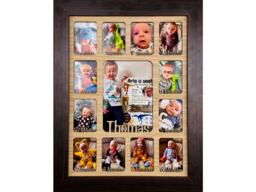 Newborn Baby 1st Year Personalised Photo Frame 1-12 Months - Dark Wood & Oak Insert - thumbnail 1