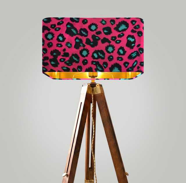 Handmade By Order Luxury Pink Teal Blue Leopard Skin Dots On Velvet Rounded Rectangular Lamp Shade Pendant Light All Shapes & S - image 1
