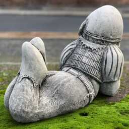 Concrete Laying Gnome Sculpture Stone Figurine Cement Statue Handmade Lawn Ornament Outdoor Patio Art Lover Gift - thumbnail 4