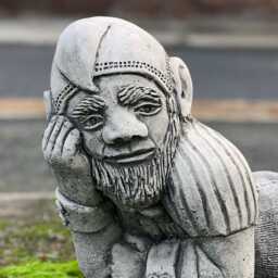 Concrete Laying Gnome Sculpture Stone Figurine Cement Statue Handmade Lawn Ornament Outdoor Patio Art Lover Gift - thumbnail 2